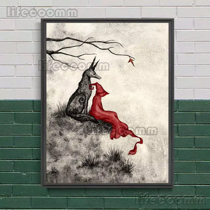 Toile d'art mural Vintage de la dernière pomme et de la sorcière noire, peinture sur toile de sorcières rouges, affiche d'art et impression, décoration de maison sans cadre