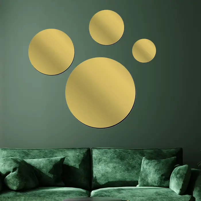 Autocollant miroir rond auto-adhésif décoratif salle de bains 3D acrylique