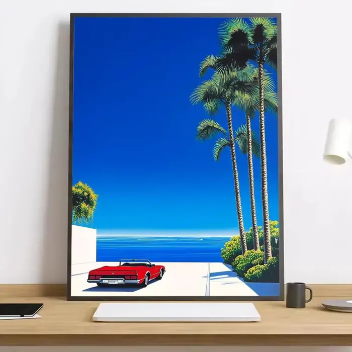 Hiroshi Nagai Vaporwave Japan Beach Painting Calligraphy HD Canvas Poster décoration esthétique pour