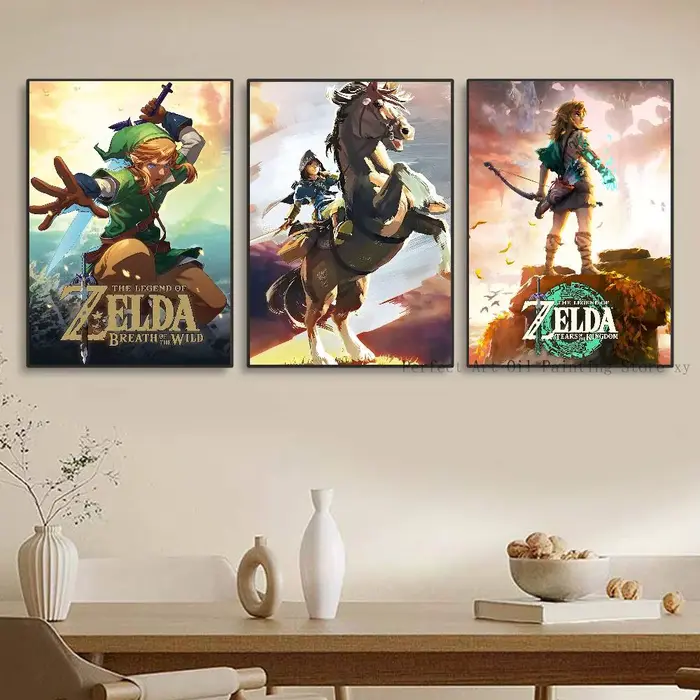 Affiches autocollantes imperméables pour jeux vidéo Anime L-Legend Z-Zeldas, idéales pour la décoration du salon, de la chambre à coucher et du bar