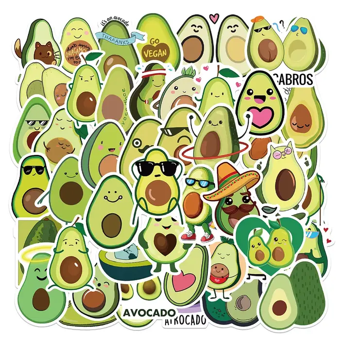 Autocollants d'avocat de dessin animé Kawaii