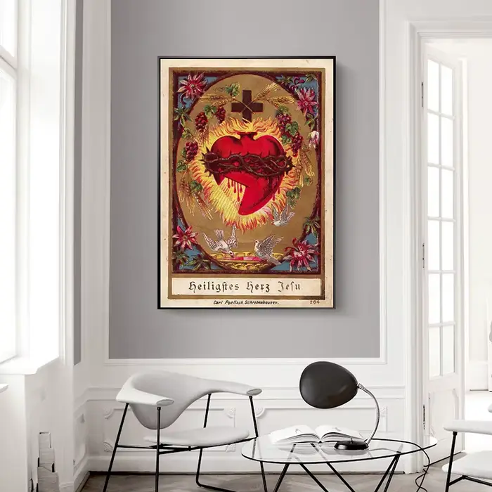 Toile de peinture du sacré cœur de jésus