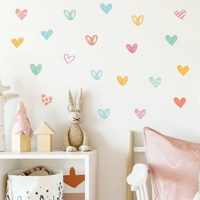 Nouveaux autocollants muraux coeur colorés différentes formes coeurs Art stickers