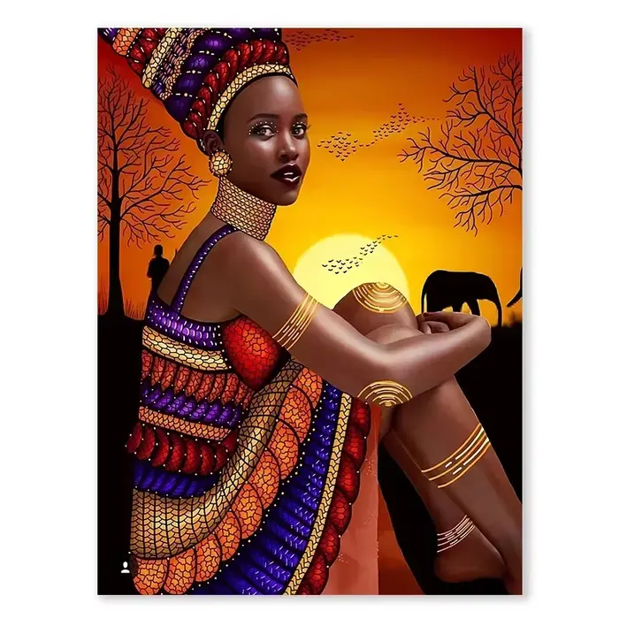 Toile de peinture de femme africaine, belle affiche d'art mural de femmes noires, image esthétique i