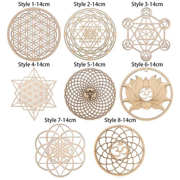 Panneau Mural en Bois en Forme de Fleur de Vie de 14cm, Art Mural Découpé au Laser, Décor de Maison,