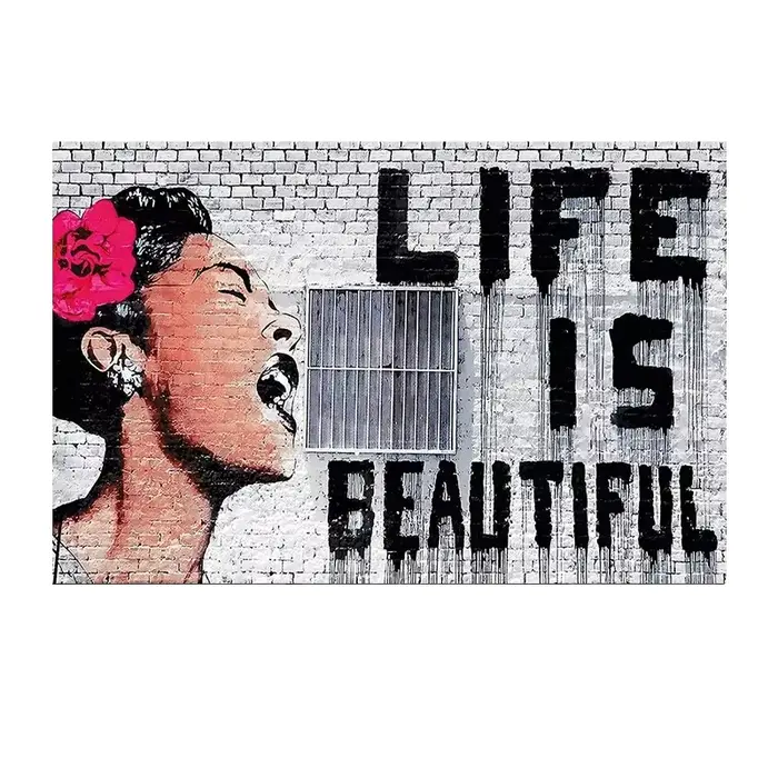 Banksy Graffiti Wall Art, Never Give Up, Art de la Culture Pop, Affiche et imprimés inspirants, Art 