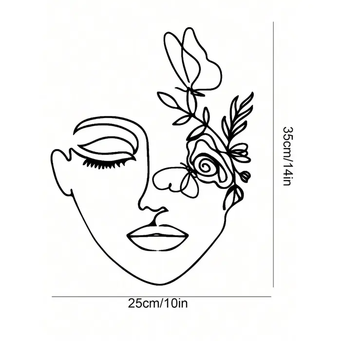 Art mural en métal abstrait représentant un visage de femme | Décoration d'intérieur moderne