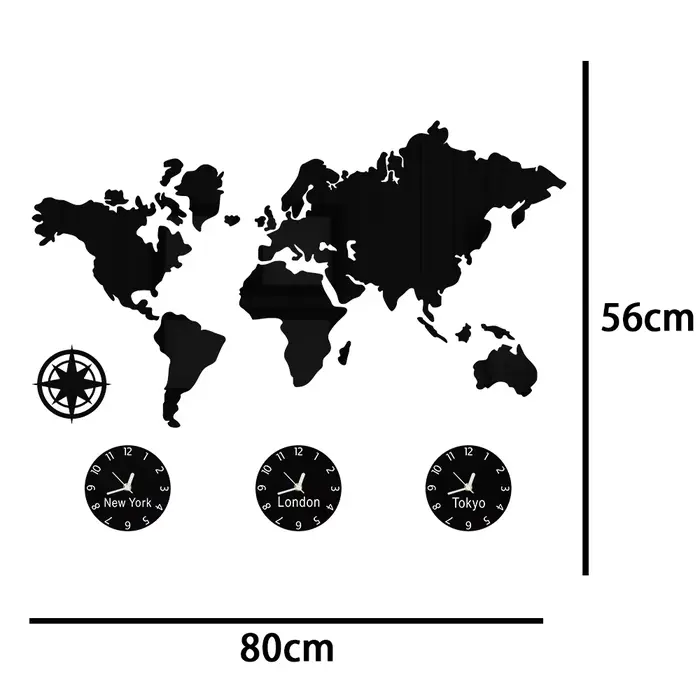 Grande horloge murale carte du monde
