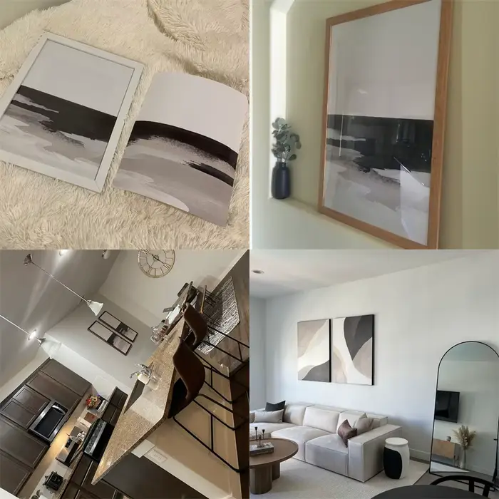Grande affiche de peinture abstraite beige