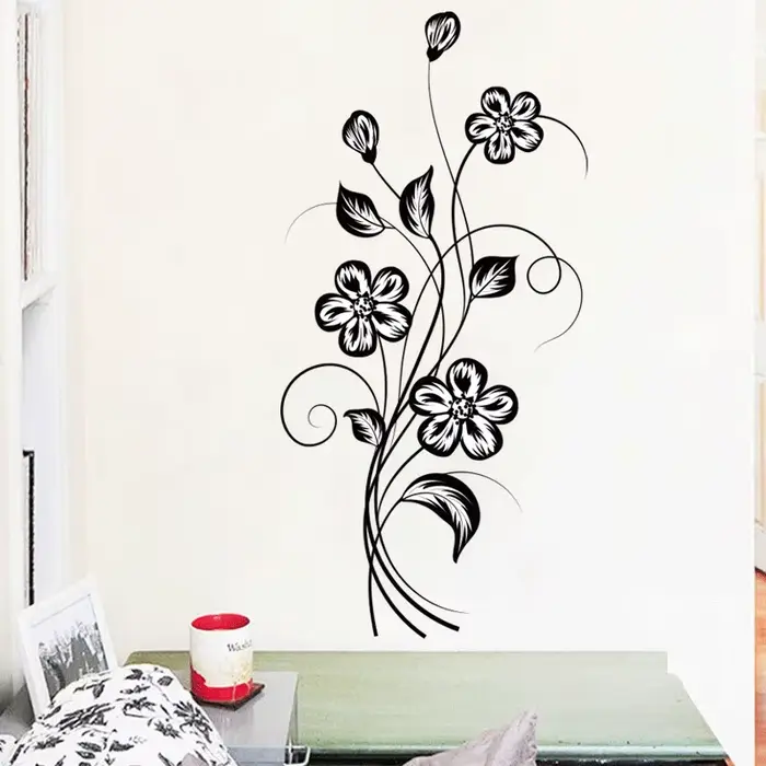 Autocollant de fleur noire