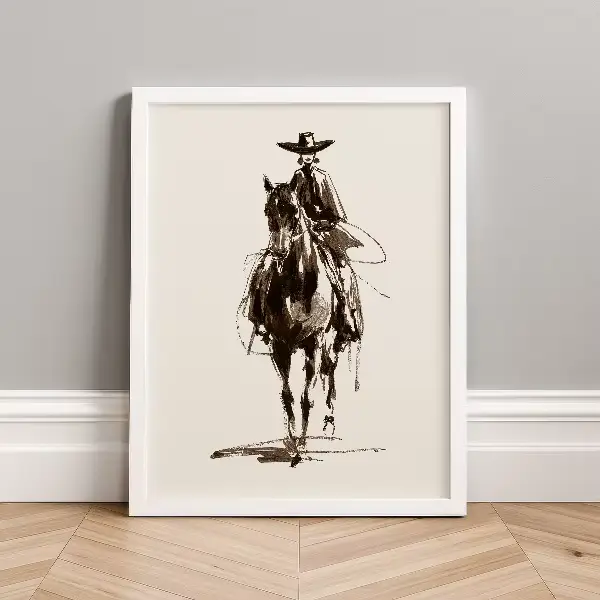 Affiche de style western cowboy et cowgirl, rétro, sud-ouest, rodéo, mode, ranch, peinture sur toile