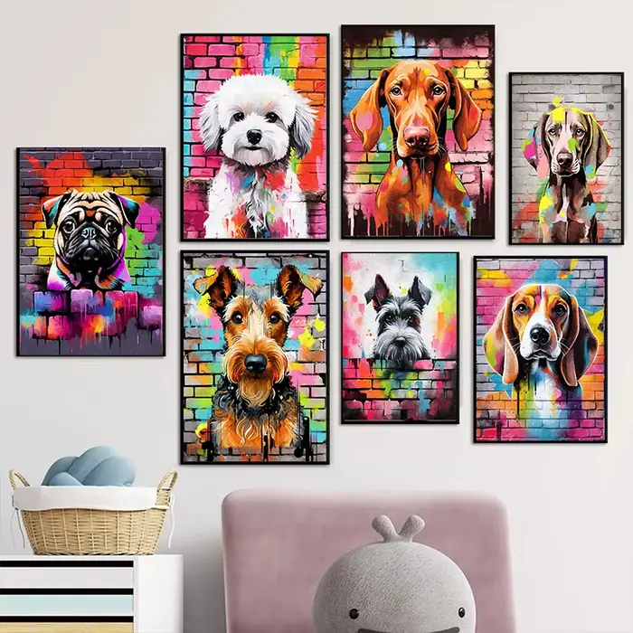 Affiche de Graffiti avec chiens de compagnie