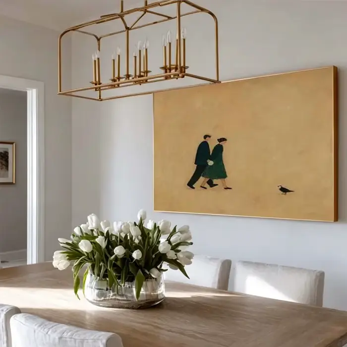 Peinture à l'huile abstraite artisanale de grande taille sur toile