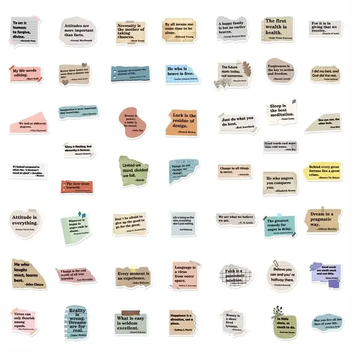 50 pièces autocollants inspirants citations célèbres-autocollants de texte imperméables pour cahiers