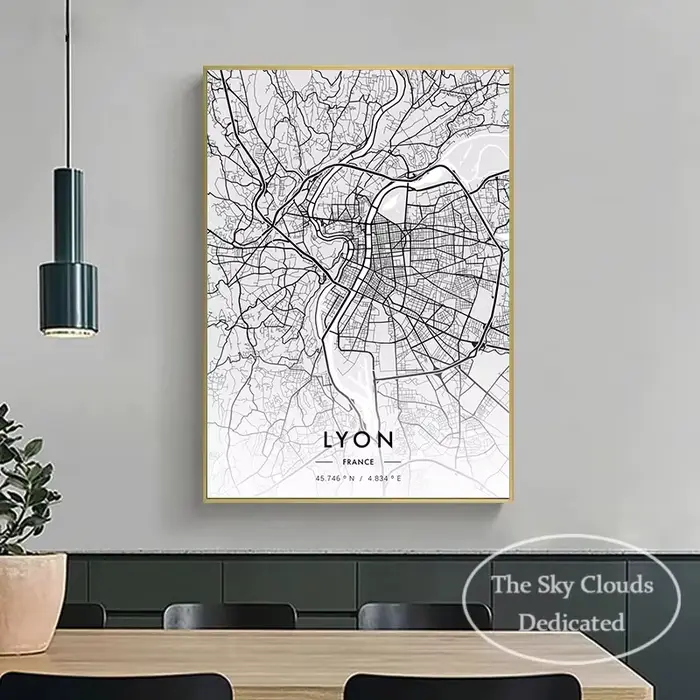 Carte de ville Paris New York toile peinture affiche HD imprimé noir et blanc