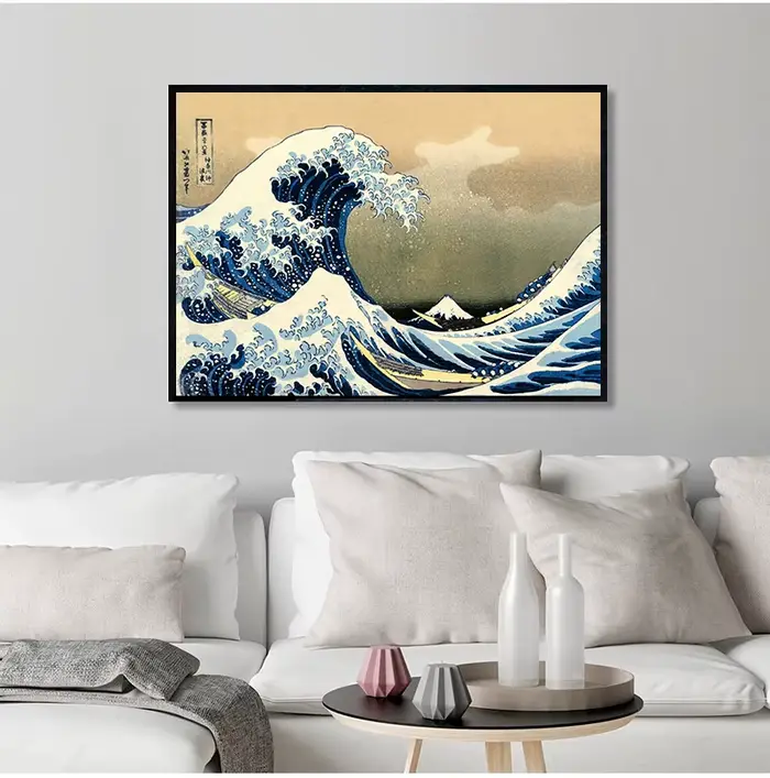 Toile murale Vintage imprimée la grande vague de Kanagawa Ukiyoe