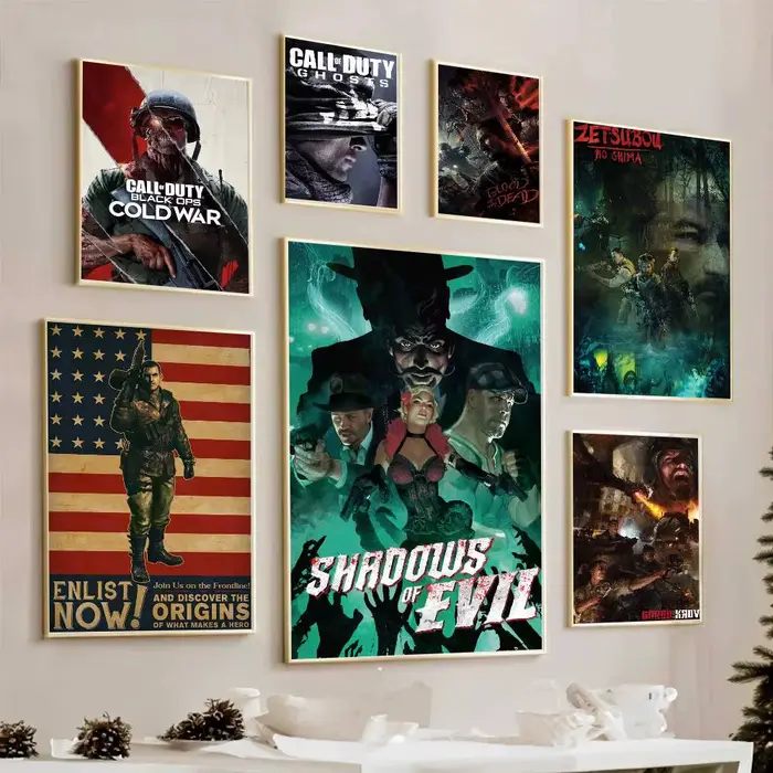 1PC Affiches Adhésives Rétro Cod Zombies Movie en Papier Kraft