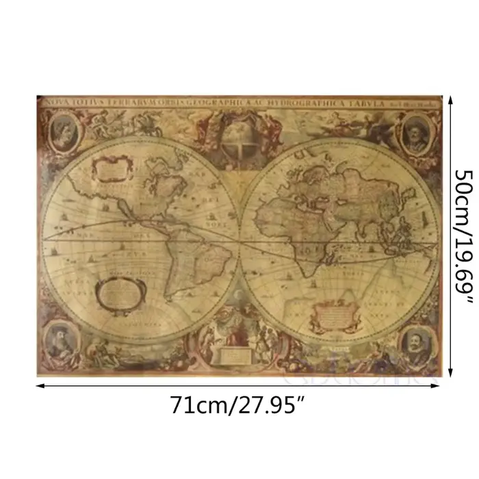 Affiche carte du monde en papier brun 256