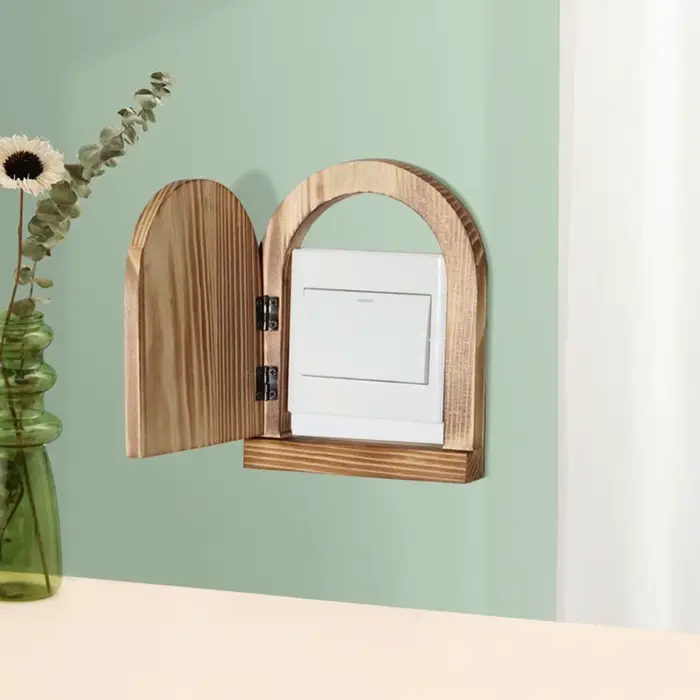 Cache-interrupteur mural multifonctionnel anti-toucher en bois