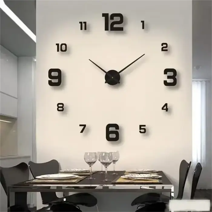Horloge murale lumineuse 3D sans cadre en acrylique, horloge numérique autocollante, horloge muette pour bureau, salon, chambre à coucher, décoration murale