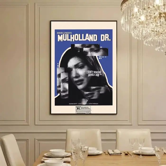 Affiches vintage classiques du film rétro Mulholland Drive, autocollants en papier imperméables, déc