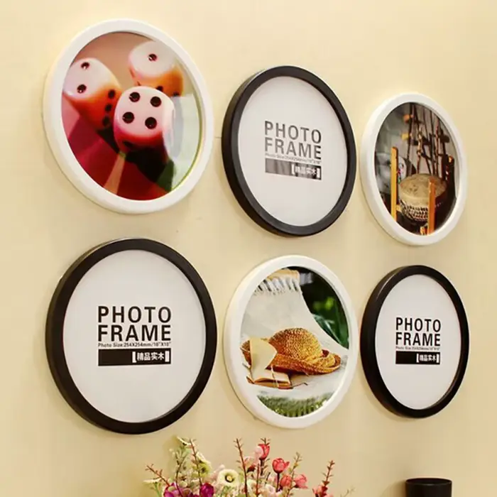 Cadre Photo Rond Mural en Bois