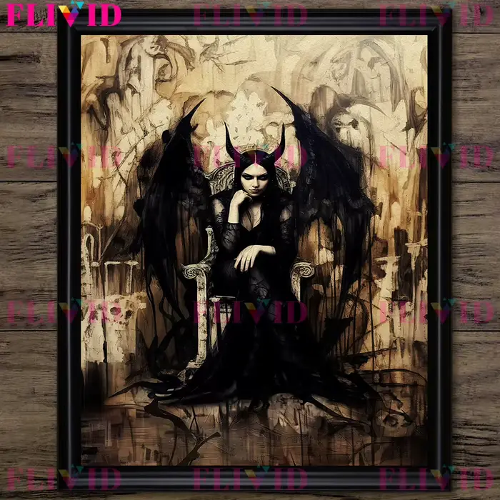 La sorcière Lilith assise sur le trône SAFArt affiche impression