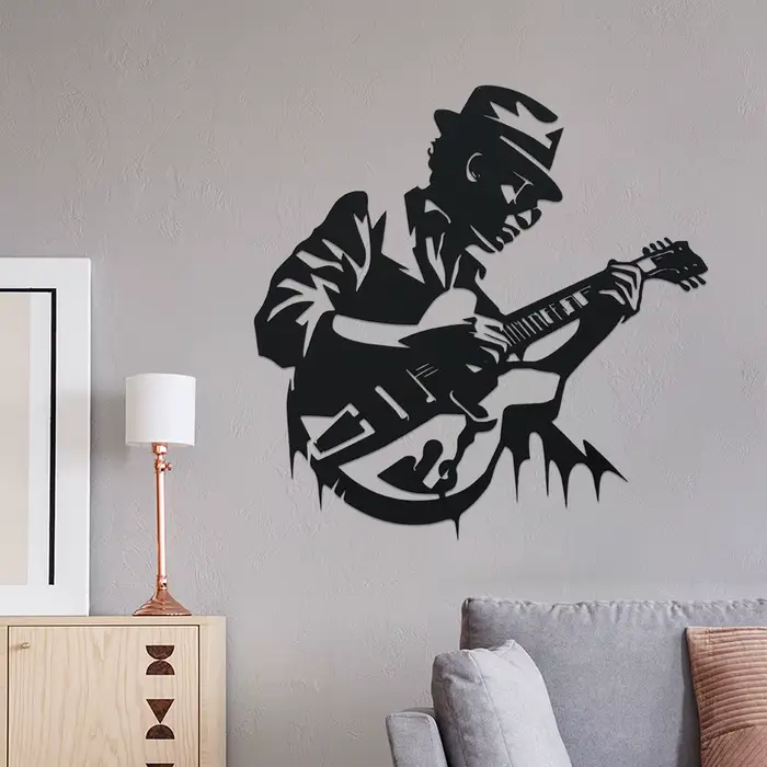 Décoration murale en métal pour guitariste