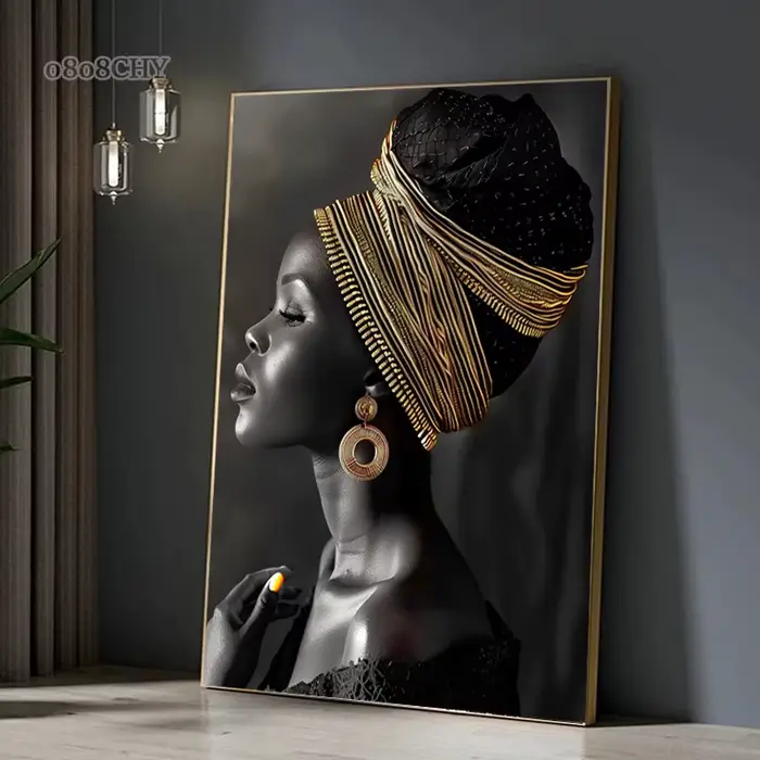 Femme africaine fleur toile impression affiches HD mur Art