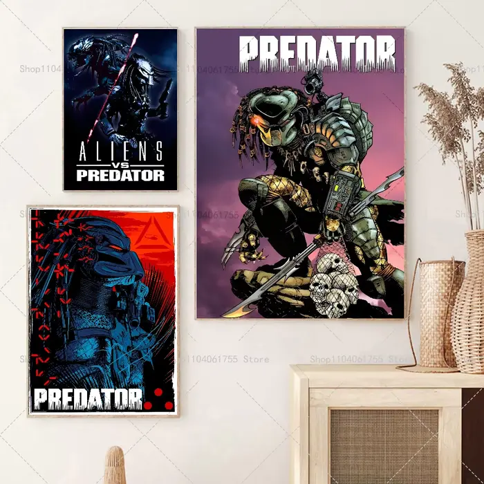 Affiche de film d'horreur classique Predator, autocollant en papier auto-adhésif, art étanche, café, bar, décoration murale de chambre, 1 pièce