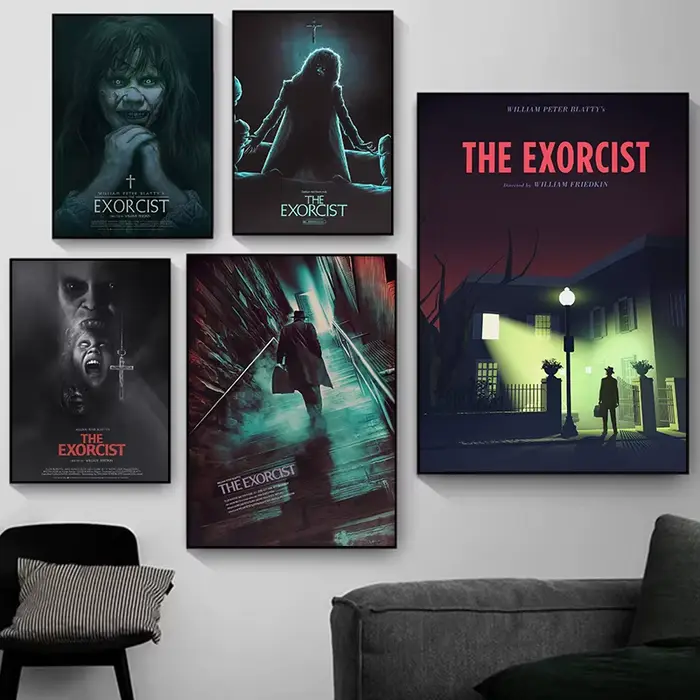 Affiches rétro du film d'horreur classique l'exorciste