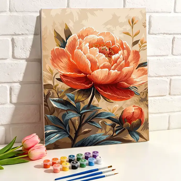 Peinture par numéros, tableaux décoratifs, peinture sur toile de pivoine en fleurs, pour adultes, coloriage par numéros, cadeau DIY