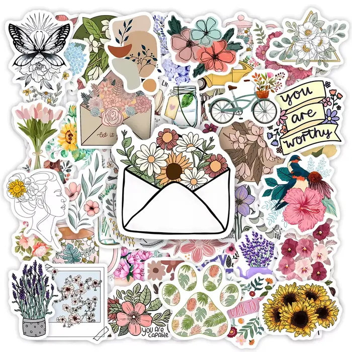 Jolis autocollants à motifs floraux, jouet de bricolage, cadeau, Graffiti décoratif, pour téléphone,