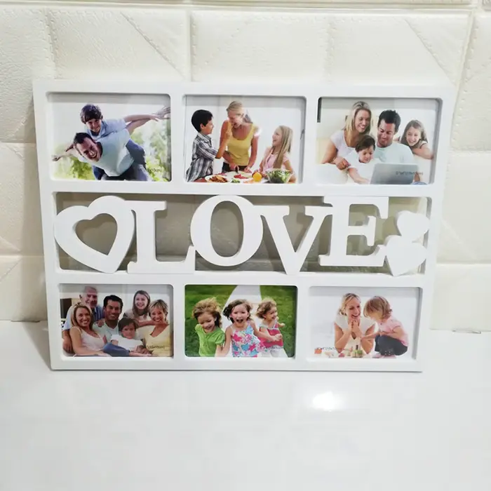 Cadre photo créatif à 6 emplacements pour décoration murale