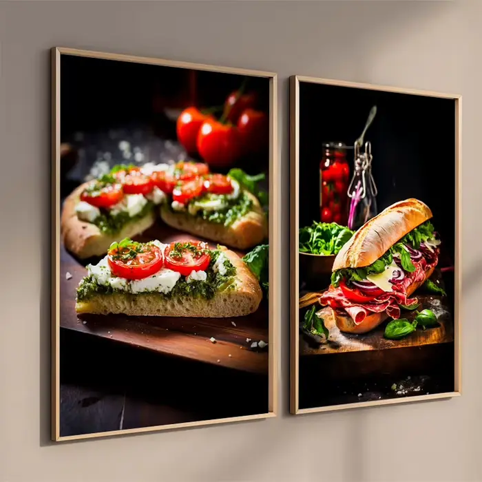 Affiche de cuisine alimentaire imprimée viande Burger Pizza toile peinture Restaurant décoration mur Art photo décor à la maison cadeaux sans cadre