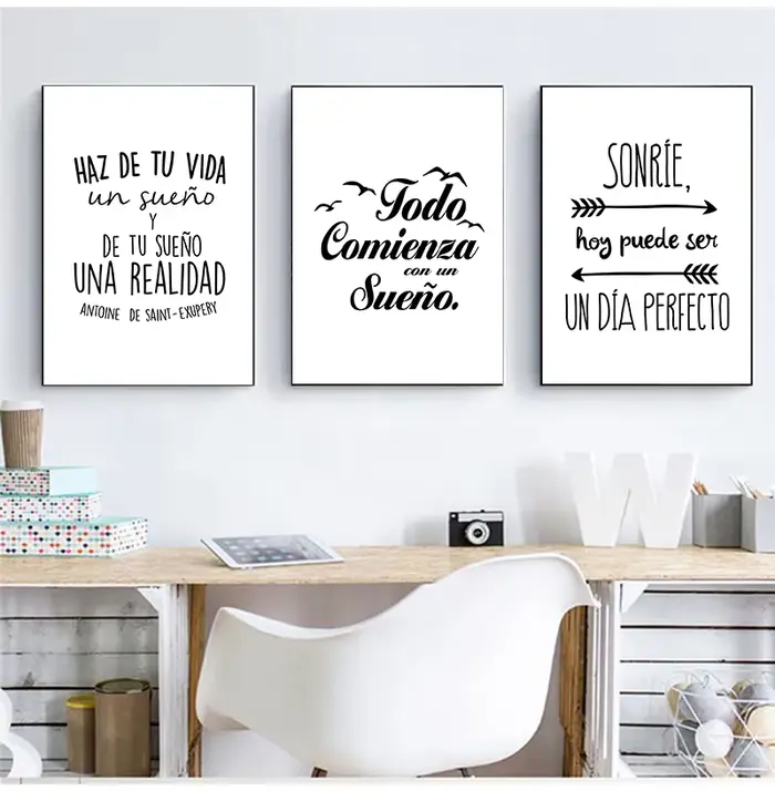 Impression d'art de toile de citation positive espagnole et affiche
