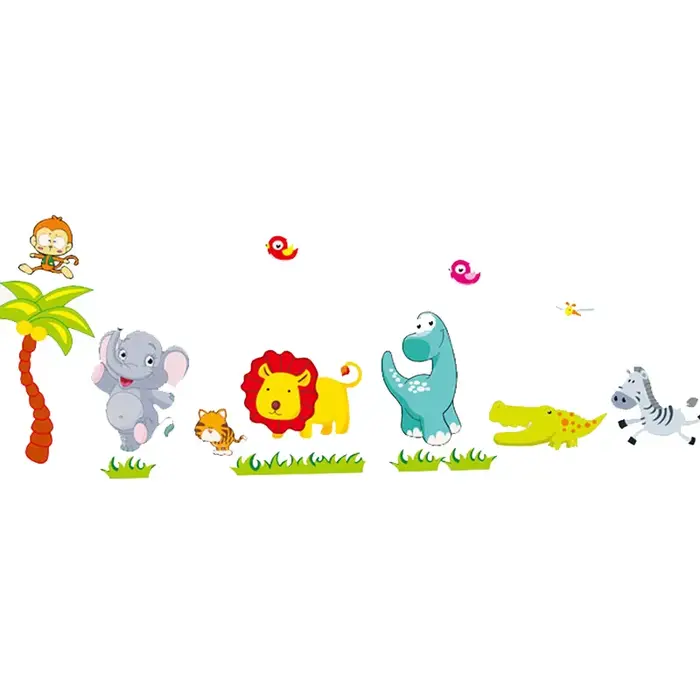 Autocollant Mural animaux mignons de dessin animé