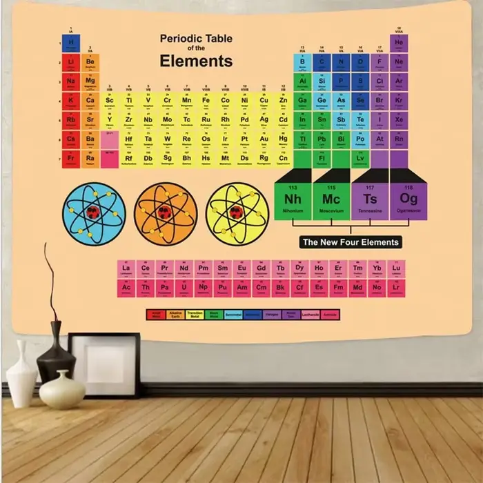 Tableau périodique des éléments Tapisserie pour étudiants, Science Chemistry Lover, TariArt Wall Fac