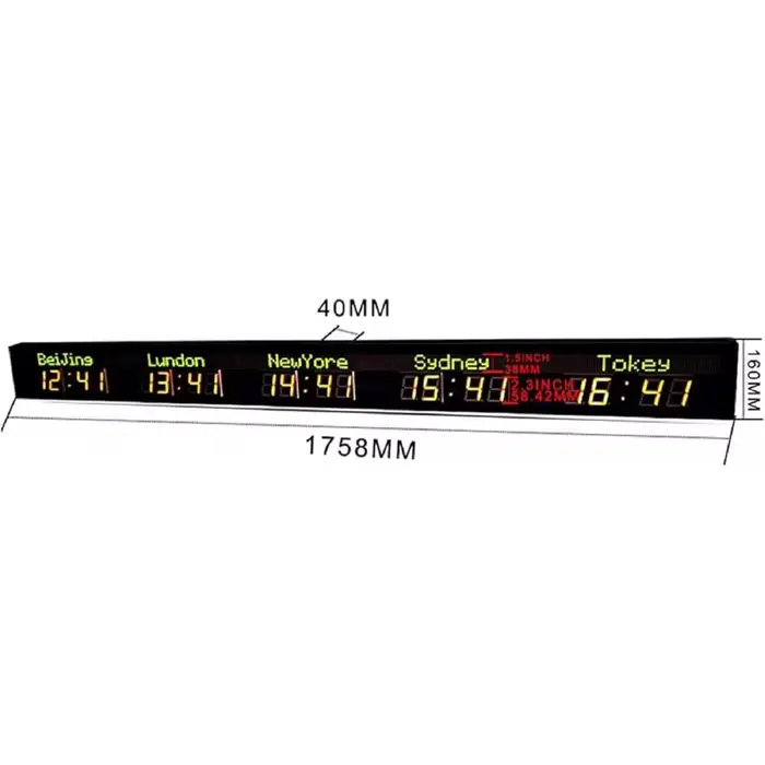 Horloge numérique multi-fuseaux horaires pour bureaux et hôtels