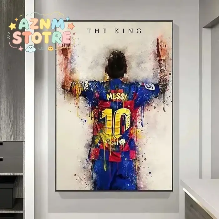 Affiche de l'étoile du football Messi, peinture décorative, peinture sur toile, art mural moderne pour la maison, décoration de chambre Gér Soumis, esthétique