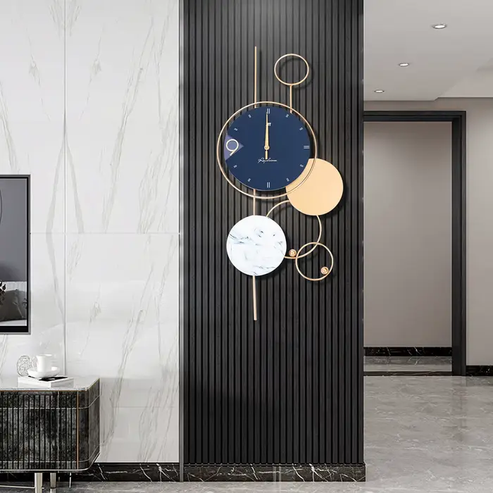 Grandes horloges murales pour décor de salon, métal intérieur, or, chic, décoratif, à piles, silenci