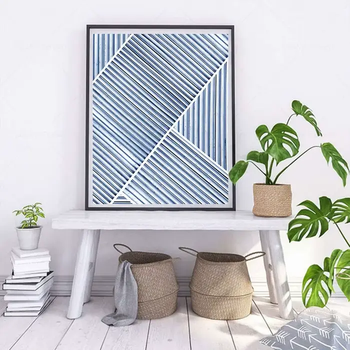 Toile de peinture abstraite bleu marine