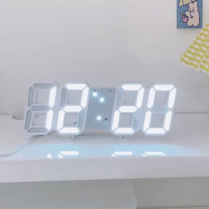 Horloge murale numérique 3D LED, mode Shoous, multifonctionnelle, créative, prise USB, électronique,