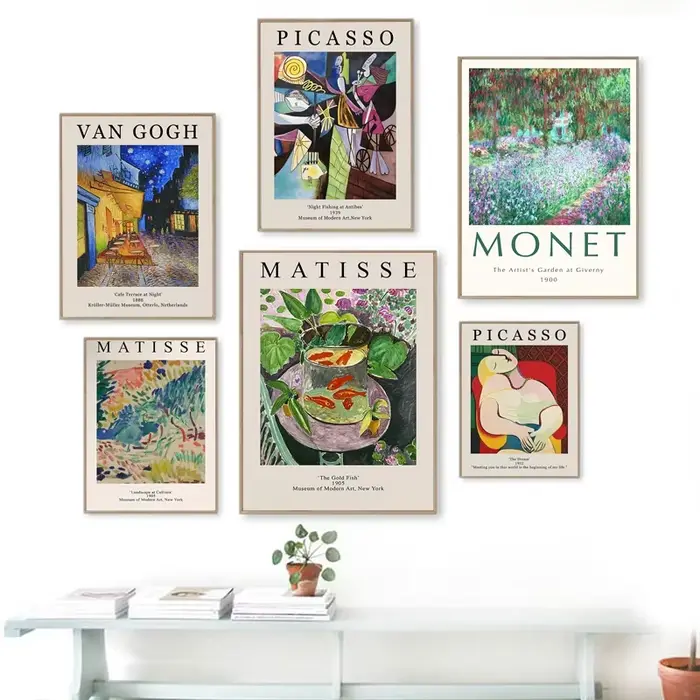 Affiche Vintage célèbre Van Gogh Monet Matisse Picasso