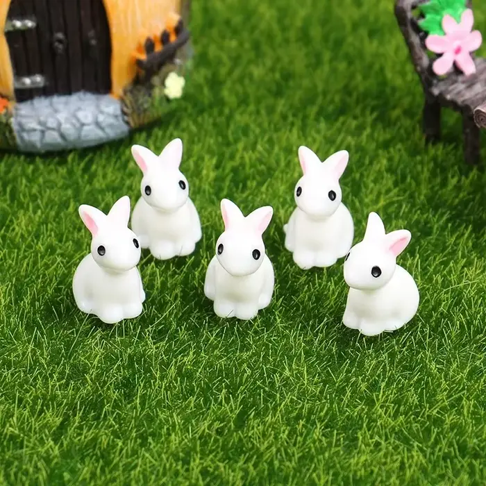 Mini lapins miniatures en résine, 10/20/50 pièces, figurines 3D, petit lapin blanc, ornement, Micro