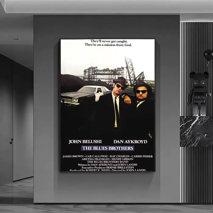 Affiche de film vintage Blues Brothers, décoration murale polyvalente HD imperméable, auto-adhésive,