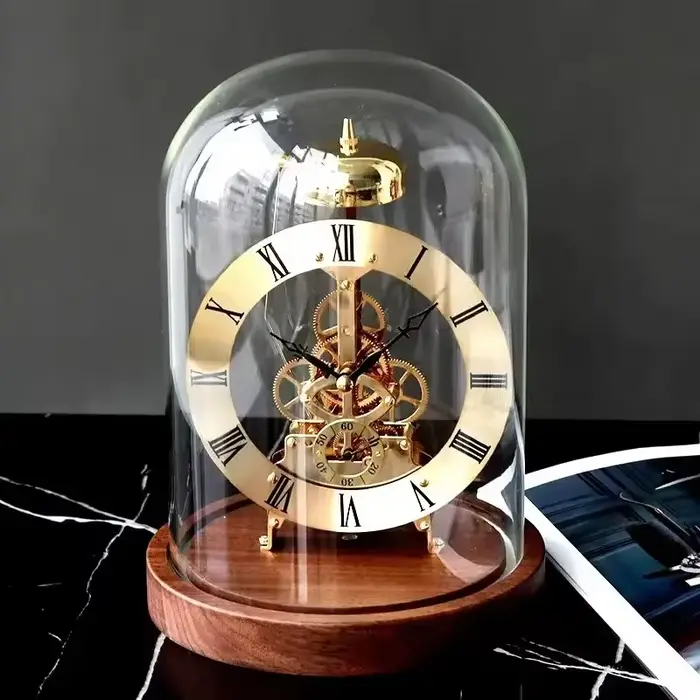 Nouvelle horloge à base lumineuse en bois massif de noyer noir: Lingjing Time
