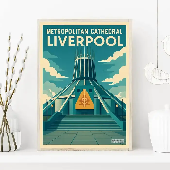 Affiche de voyage moderne sur les monuments de Liverpool