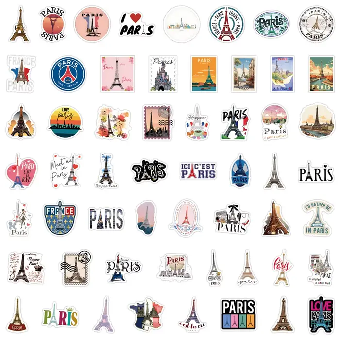 10/30/50/110 pièces France Paris autocollants voyage paysage Stciekr tour Eiffel commémorer décalcomanies bricolage ordinateur portable guitare vélo enfants jouet