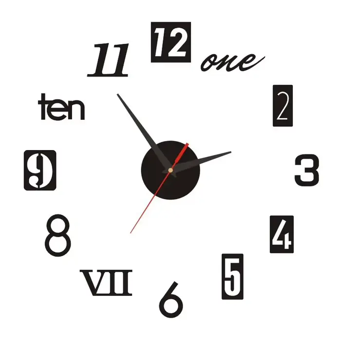 Horloge murale autocollante en chiffres romains, miroir acrylique, horloges à quartz, montre bricola